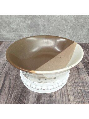 Mikasa Studio Kiln Coupe Cereal Bowl Vintage 70s 80s Retro Brown Tan Off White
